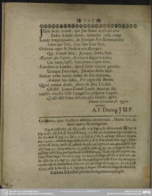 Gratiora, quae Auctore absente irresperunt, Errata levi lectura reperta sic corrigantur