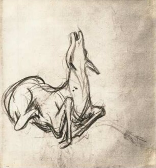 Marc, Franz. Sterbendes Reh. Zeichnung zu Litho; 12,7 x 12,5 cm. 1908