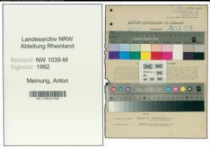 Entnazifizierung Anton Meinung , geb. 03.08.1889 (Lehrer)