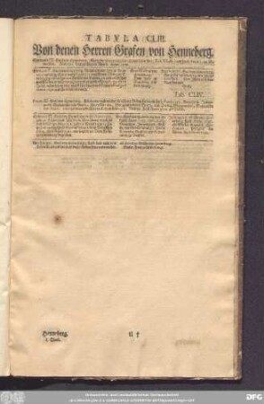 Tabula CLIII. Von denen Herren Grafen von Henneberg.