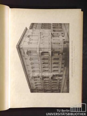 Architektonische Studienblätter. Serie III, No. 13. Wohnhaus Behren-Strasse No. 1, Ecke Wilhelm-Strasse. Berlin.