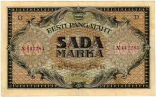 Geldschein, 100 Estnische Mark, 1922