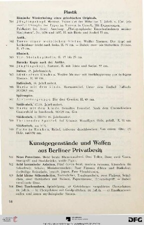 Kunstgegenstände und Waffen ais Berliner Privatbesitz (Nr. 311-331)