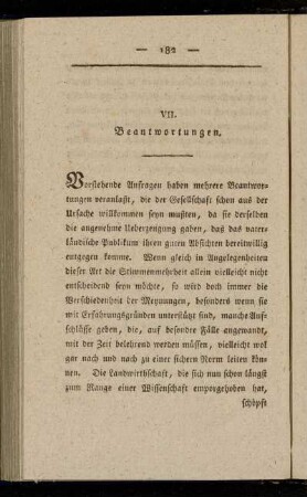 VII. Beantwortungen