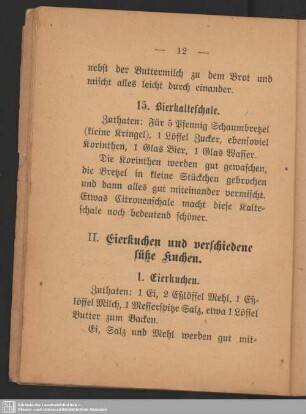 II. Eierkuchen und verschiedene süße Kuchen