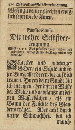 Fünfte Stuffe. Die wahre Selbstverleugnung