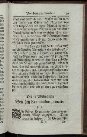 Die II Abtheilung Von den Examinibus priuatis.