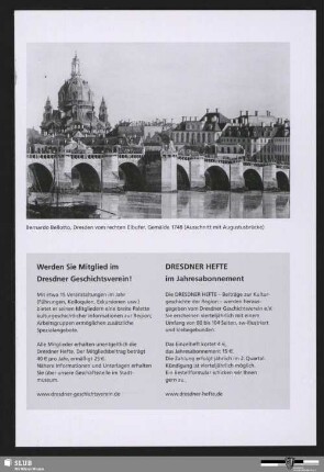 Bernardo Bellotto, Dresden vom rechten Elbufer, Gemälde 1948 (Ausschnitt mit Augustusbrücke)