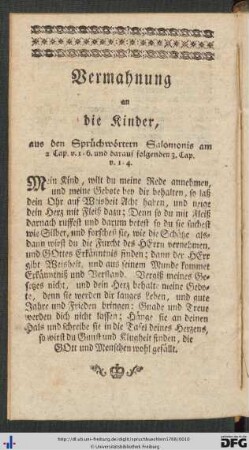 Vermahnung an die Kinder.