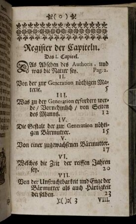 Register der Capiteln.