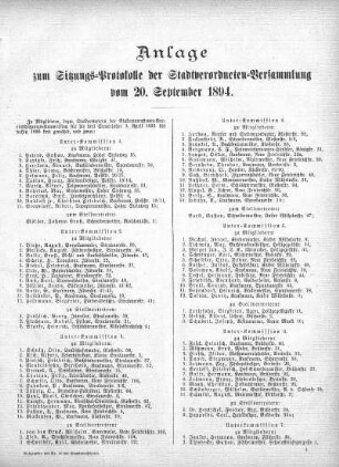 Anlage zum Sitzungs-Protokolle der Stadtverordneten-Versammlung vom 20. September 1894