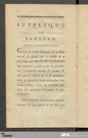 Supplique De L'Auteur.