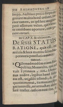 In Cap. X. & ultimum. De sextâ Status ratione