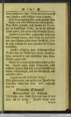 Siebende Schranck. Galimathias und Phöbus