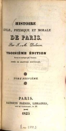 Histoire civile, physique et morale de Paris. 9