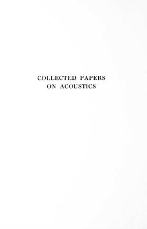 Collected Papers On Acoustics