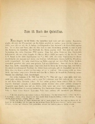 Zum 10. Buch des Quintilian