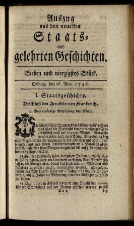 Sieben und vierzigstes Stück. Coburg, den 16. Nov. 1748.