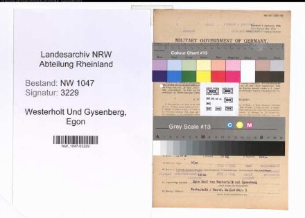 Entnazifizierung Egon Graf Von Westerholt Und Gysenberg , geb. 29.03.1910 (Forstwirt)