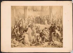 Wandgemälde im Treppenhaus des Neuen Museums, Berlin: Fotografie nach einem Stich des Gemäldes »Das Zeitalter der Reformation«