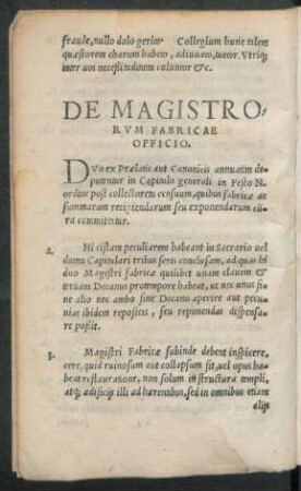 De Magistrorum Fabricae Officio.