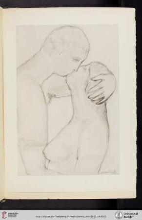 [A. [Abraham] Walkowitz, III. The Kiss, reproduction collotype of drawing made by F. Bruckmann Verlag, Munich]