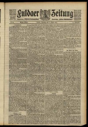 Erste Ausgabe vom Samstag, den 13. April 1912.