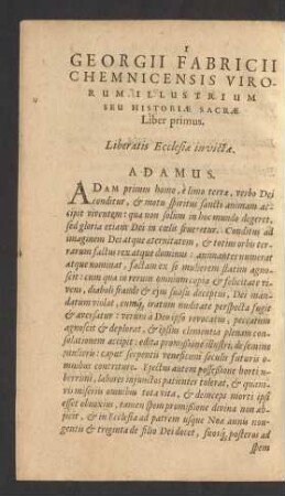 Liber primus. Libertatis Ecclesiae invictae.