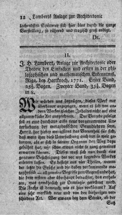 Anlage zur Architektonik. Bd.1.2.