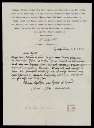 Brief von Otto Ubbelohde an Ernst Christopher Metz