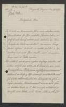 Brief von Felix von Thümen an Unbekannt
