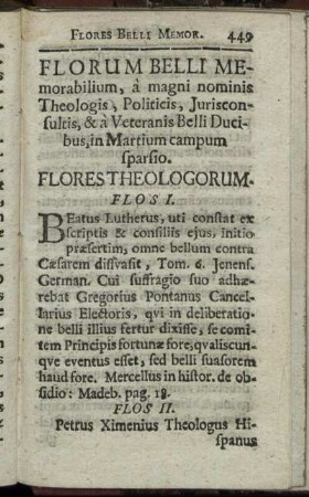Florum Belli Memorabilium [...]