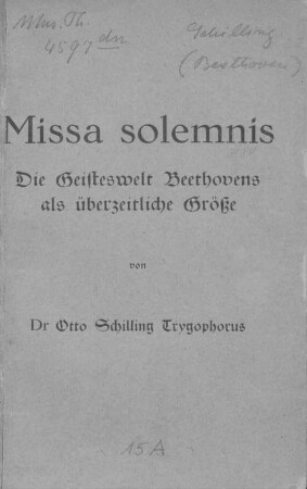 Beethovens Missa solemnis : Musik und religiöses Bewußtsein ; das musikalische Schaffen in seinen Beziehungen zur religiösen Erfahrung und Überzeugung