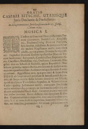Oratio Caspari Bitschii, Utriusque Juris Doctoris & Professoris: