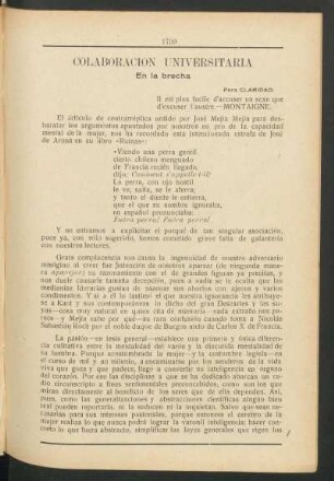 En la brecha : Colaboración universitaria