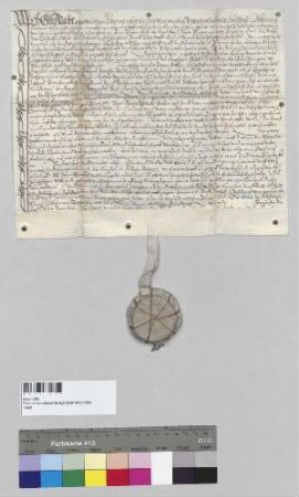 Georg Mayr auf dem Aschermair- Gut zu Ergolding und seine Ehefrau Magdalena verkaufen an das Kloster Seligenthal ihre zwei Äcker zu Ergolding. S: Stadt Landshut