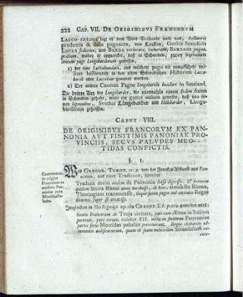 Caput VIII. De Originibus Francorum ex Pannonia aut Finitimis Panoniae Provinciis, Secus Paludes Meotidas Confictis.