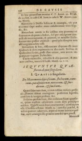 Seqvvntvr Qvaestiones aliquot singulares.