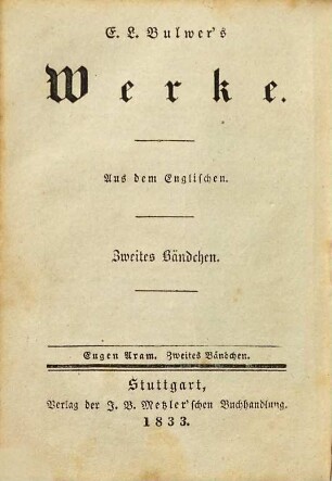 Eugen Aram : ein Roman ; in sechs Bändchen, 2