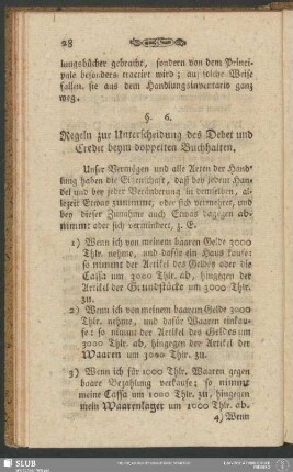 §. 6. Regeln zur Unterscheidung des Debet und Credit beym doppelten Buchhalten