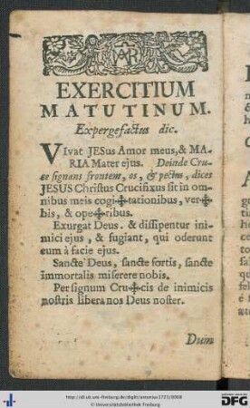 Exercitium Matutinum.