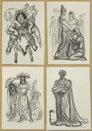 Konvolut von 87 Zeichnungen und 50 Reproduktionen zu Goethes "Faust I" und Faust II"