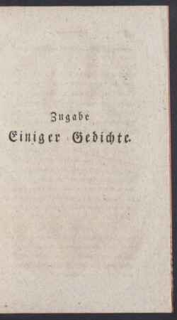 Zugabe Einiger Gedichte
