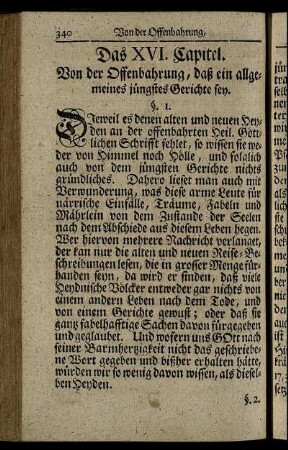 Das XVI. Capitel. Von der Offenbahrung, daß ein allgemeines jüngstes Gerichte sey.