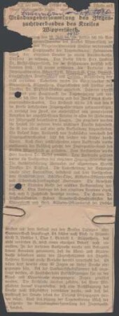 Gründungsversammlung des Ziegenzuchtverbandes des Kreises Wipperfürth 1920