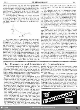 Über Repassieren und Regulieren der Armbanduhren