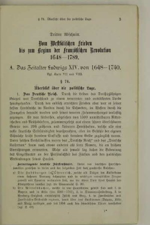 Dritter Abschnitt. Vom westfälischen Frieden bis zum Beginn der französischen Revolution 1648-1789