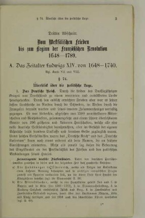 Dritter Abschnitt. Vom westfälischen Frieden bis zum Beginn der französischen Revolution 1648-1789