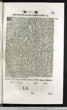 N.97. Kauff-Brieff über einen Wein-Zehenden zu Vilbell 1614