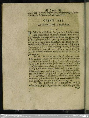 Caput VII. De Nova Causa in Possessione